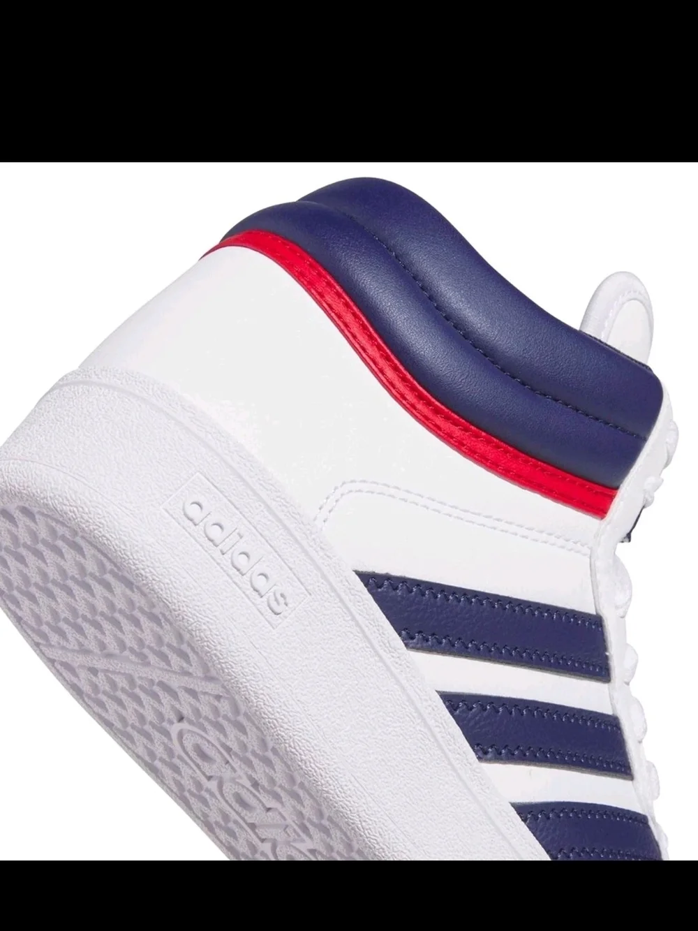adidas Kids' White & Navy Hoops Mid-Top Sneakers